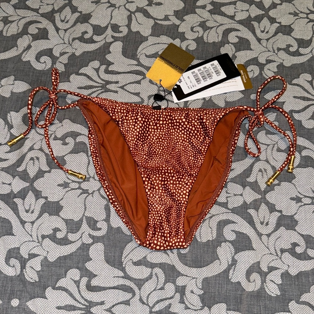 ViX Paula Hermanny Granit Shaye Tie Side Bikini Bottom Brown Leopard Print ✨New✨
